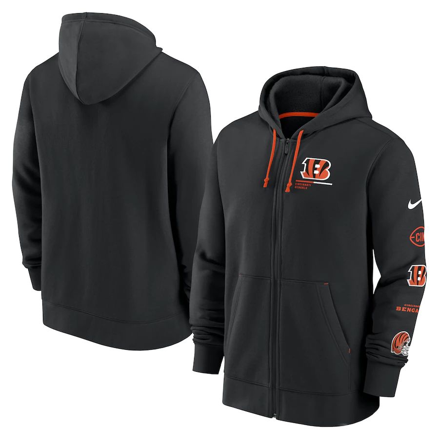 Men Cincinnati Bengals nike black surrey full zip hoodie